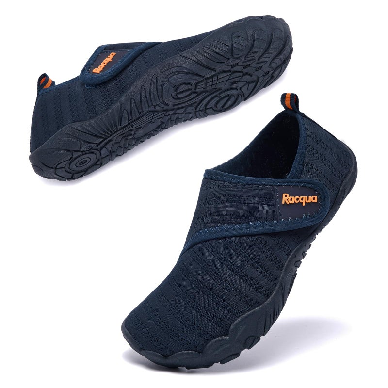 Racqua Boys Water Shoes Kids Girls Breathable Beach Shoes Quick Dry Outdoor Sports Lightweight Non-Slip Swim Pool Shoes Navy/Orange Big Kid 3 - Image 3