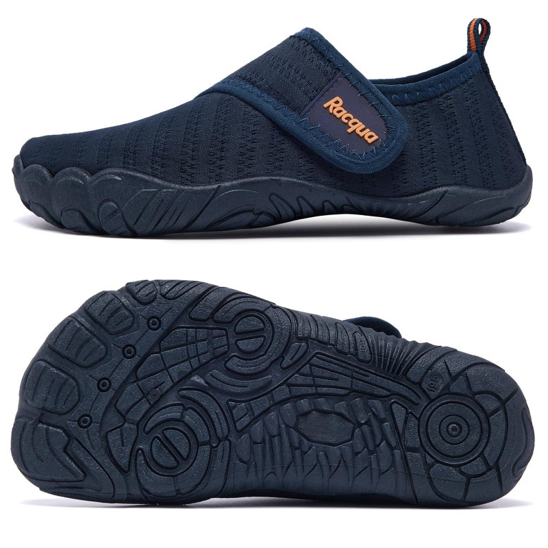 Racqua Boys Water Shoes Kids Girls Breathable Beach Shoes Quick Dry Outdoor Sports Lightweight Non-Slip Swim Pool Shoes Navy/Orange Big Kid 3 - Image 4