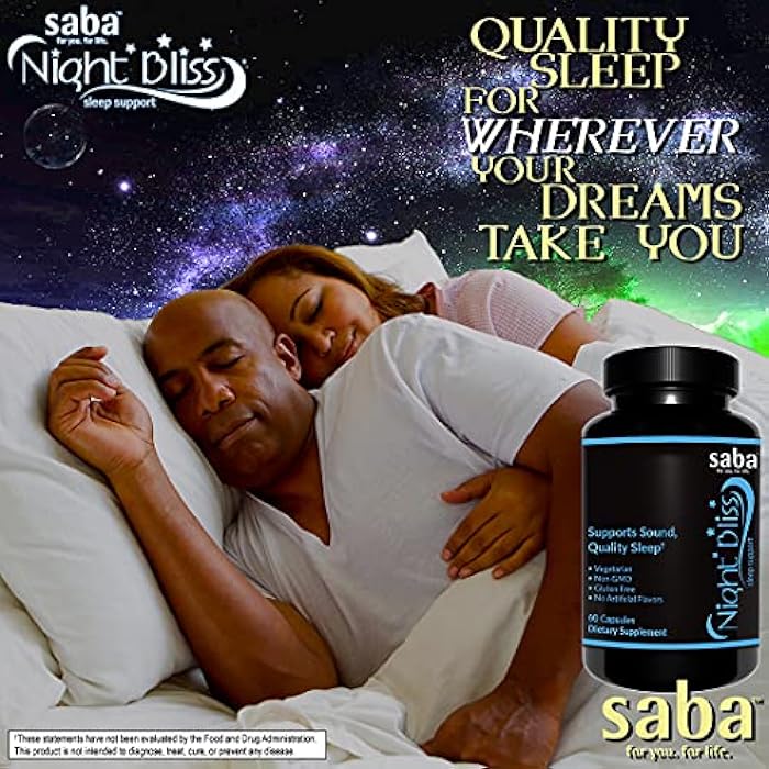 Saba Kombucha Saba Night Bliss Natural Sleep Aid | Non-Habit Forming | Sleep Supplement for Longer Sleep & Stress Relief w/Magnesium, Melatonin, GABA, Chamomile, & Valerian (60 Vegan Capsules, 30 Day Supply) - Image 5