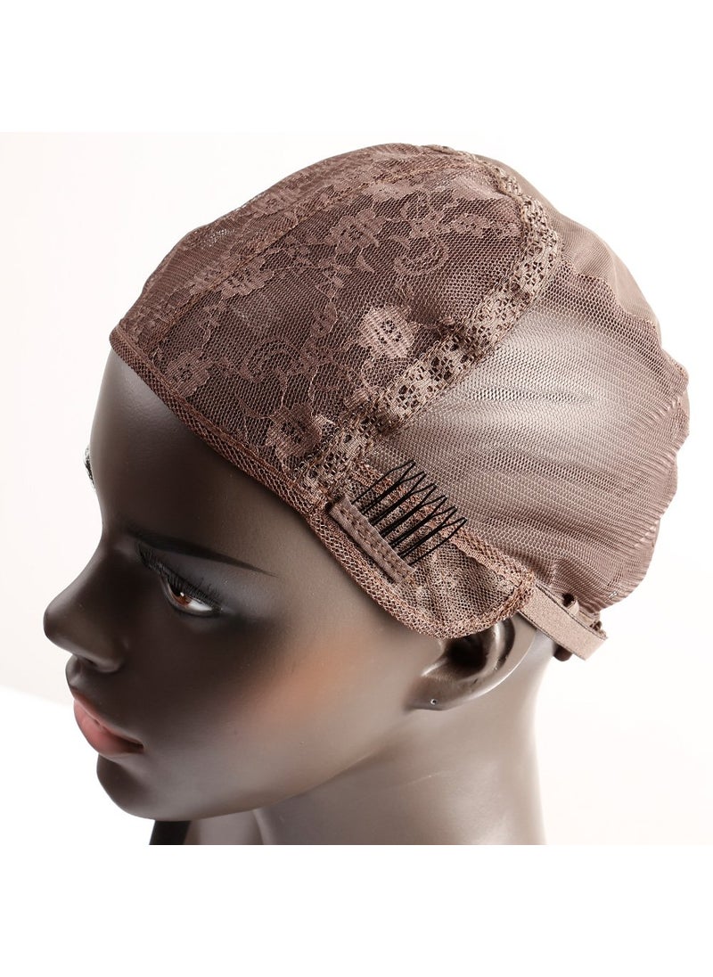 Bella Hair - Bella Hair Glueless Wig Caps for Making Wigs with Combs and Adjustable Straps Swiss Lace Brown Small Size - Image 1