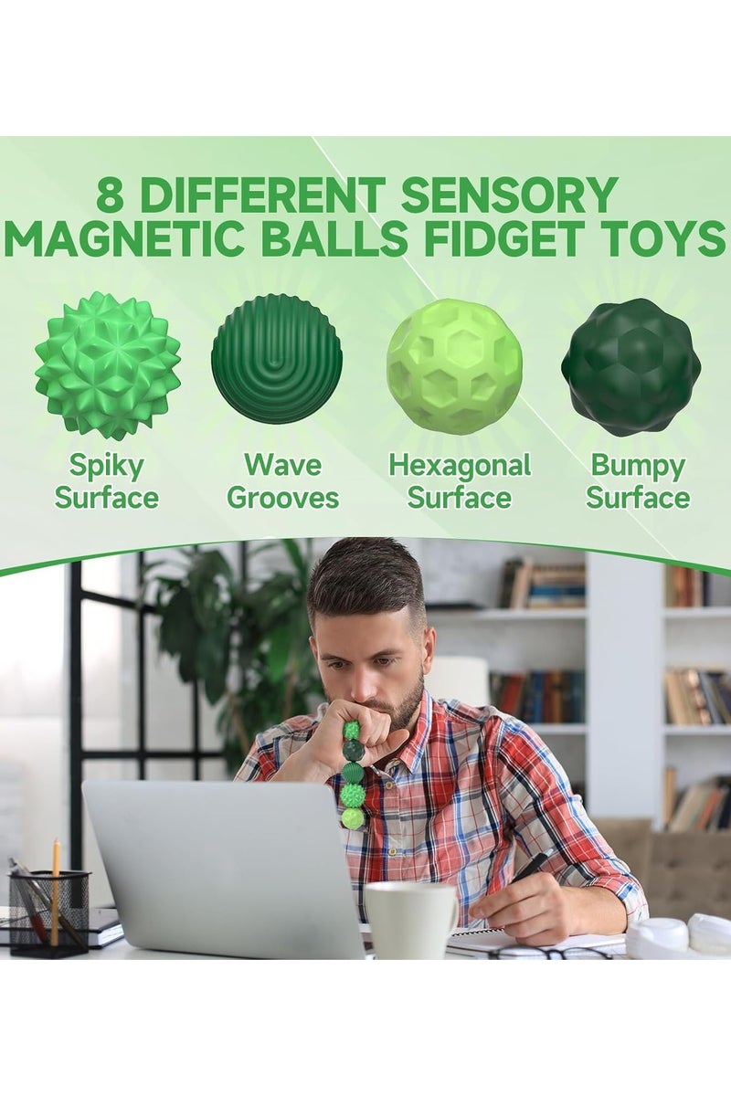هالامودو السيليكون المغناطيسي فيدج الكرات لعب, 8PCS الجذب نسيجات الحسية فيدج الكرة لعبة مع شل السيليكون للكبار,مكتب هادئ الكرات المغناطيسية الإجهاد فيدج لعب - Image 4