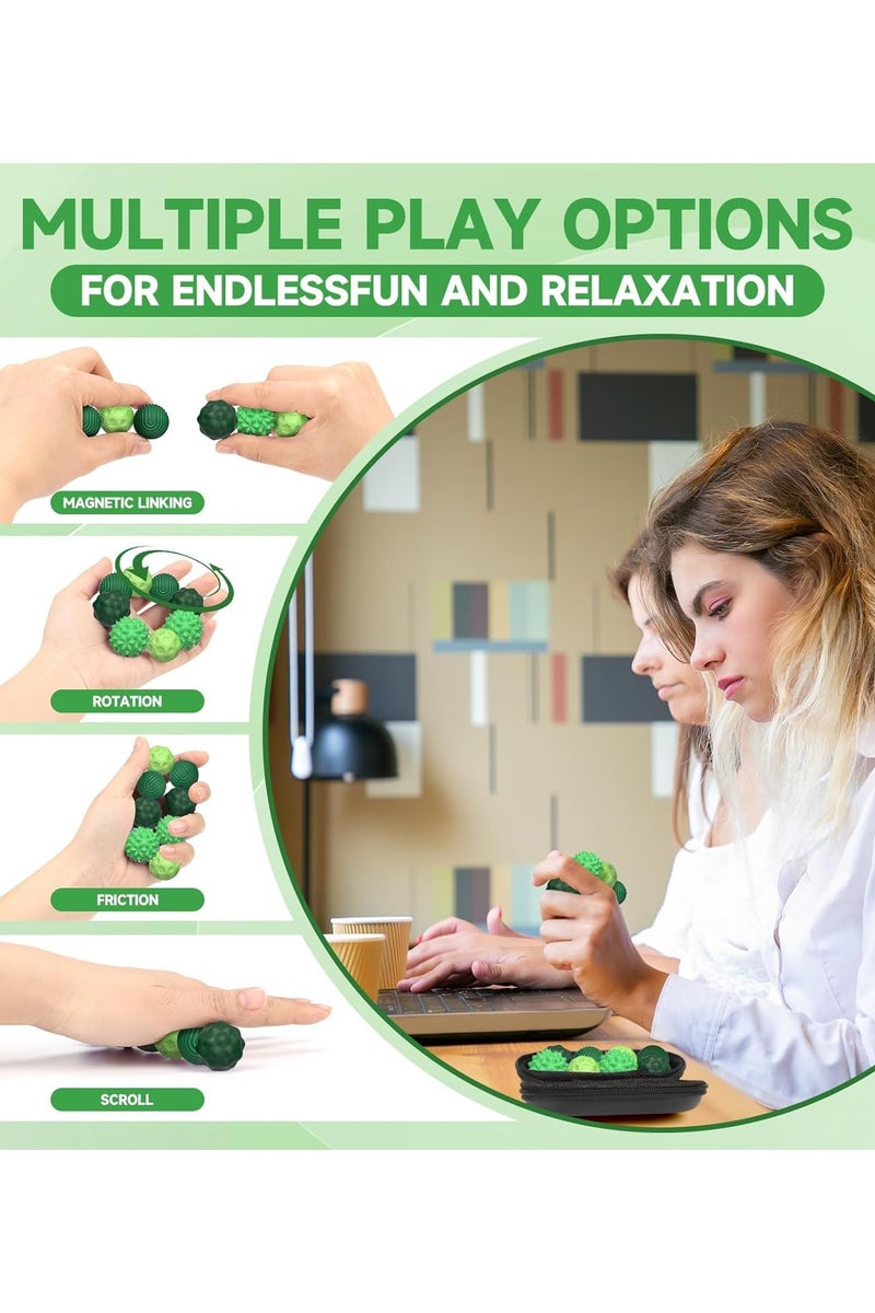 هالامودو السيليكون المغناطيسي فيدج الكرات لعب, 8PCS الجذب نسيجات الحسية فيدج الكرة لعبة مع شل السيليكون للكبار,مكتب هادئ الكرات المغناطيسية الإجهاد فيدج لعب - Image 3
