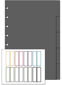 Junior Poly Tab Dividers For Discbound Notebooks Fits Circa Arc Tul (Black Semitransparent Set Of 5)