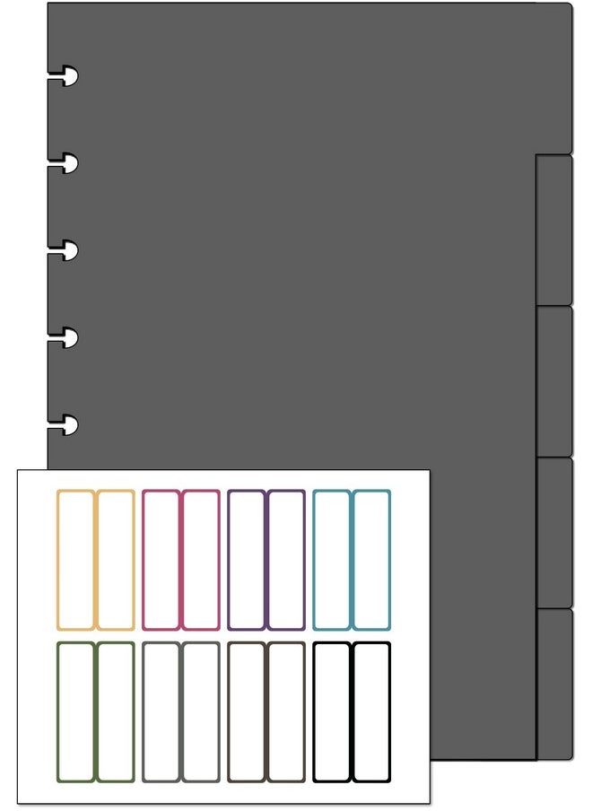 Eleven Discs - Junior Poly Tab Dividers For Discbound Notebooks Fits Circa Arc Tul (Black Semitransparent Set Of 5) - Image 1