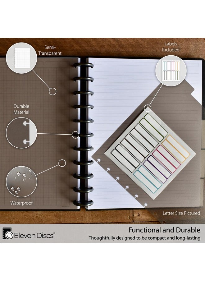 Eleven Discs - Junior Poly Tab Dividers For Discbound Notebooks Fits Circa Arc Tul (Black Semitransparent Set Of 5) - Image 1