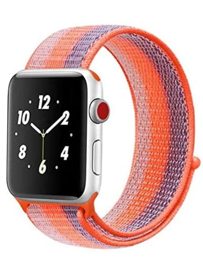 VITION Apple Watch Band 38-40-41mm Nylon Sport Loop Strap for iWatch Series - Orange Blue Grey strip