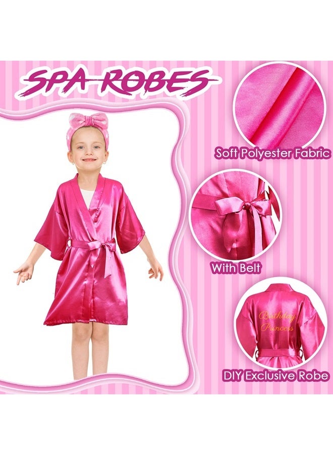 Jecery 18 Pcs Spa Party Supplies for Girls 6 Satin Kimono Robe 6 Spa Headband 6 Disposable Foam Pedicure Slippers for Flower Girl Kid Salon Pedicure Wedding Birthday Favors Washing Shower (Rose, Size 10)