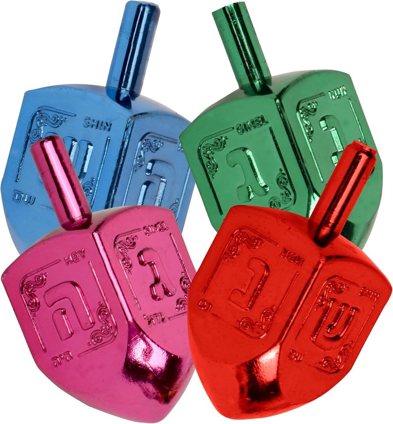 Izzy 'n' Dizzy Hanukkah Multicolor Metallic Dreidel (Pack of 10) - Medium - Image 4