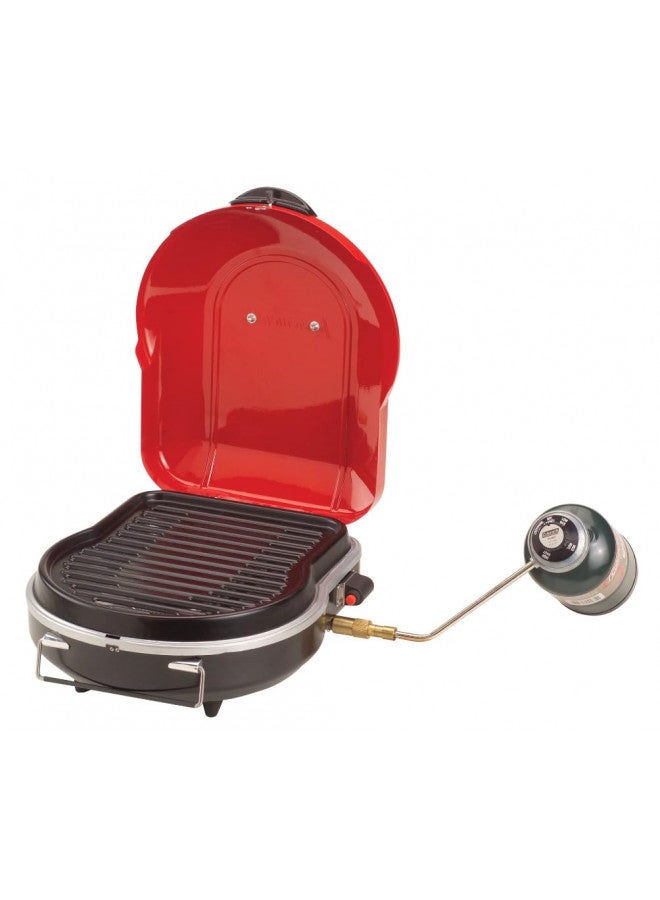 Coleman Fold N Go Propane Grill, Portable & Lightweight Grill with Push-Button Starter, Adjustable Burner, Built-In Handle, & 6,000 BTUs of Power for Camping, Tailgating, Grilling - Image 1