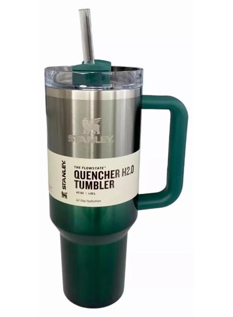 Stanley 40oz Pine Gradient Quencher H2.0 Tumbler – Premium Stainless Steel Vacuum Insulated Travel Mug with FlowState Lid & Reusable Straw – Large Capacity Leak-Proof Thermal Cup for Water, Coffee, Iced Tea – Eco-Friendly Hydration Flask for Office, Gym & Travel - Image 1