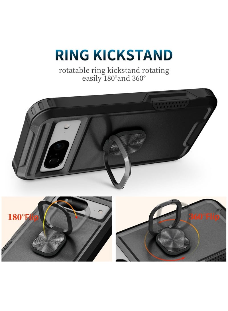 general Case Compatible with Google Pixel 8 Pro 5G Phone Case, Military Grade Back Cover with Ring Kickstand Shockproof PC Bumper Tough Hard Armor Protection Cover for Google Pixel 8 Pro - Image 3