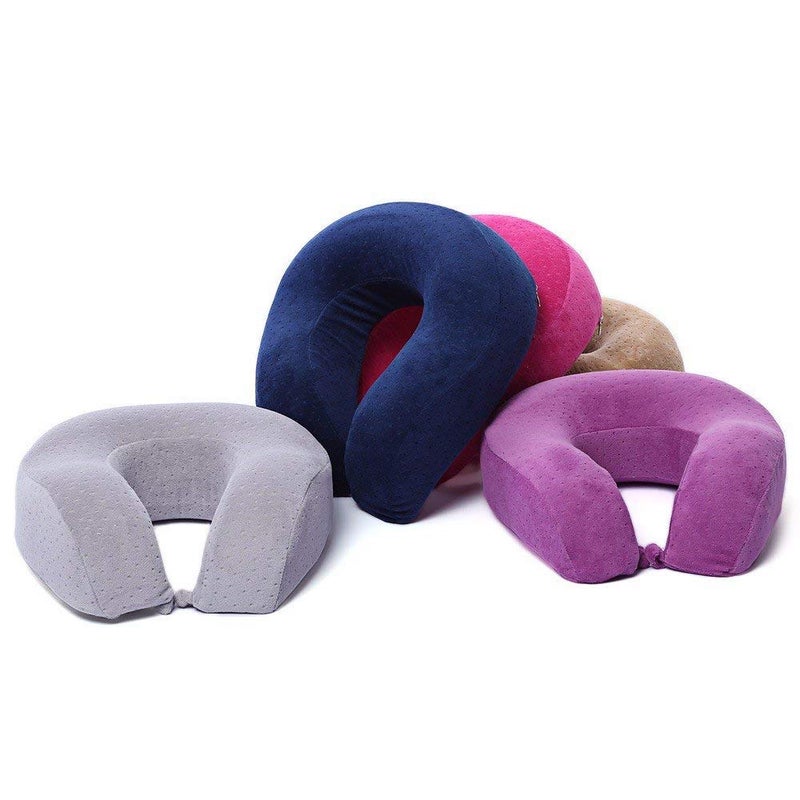 JERN JERN® U Shaped Slow Rebound Memory Foam Pillow with Button (Blue)  - Image 4