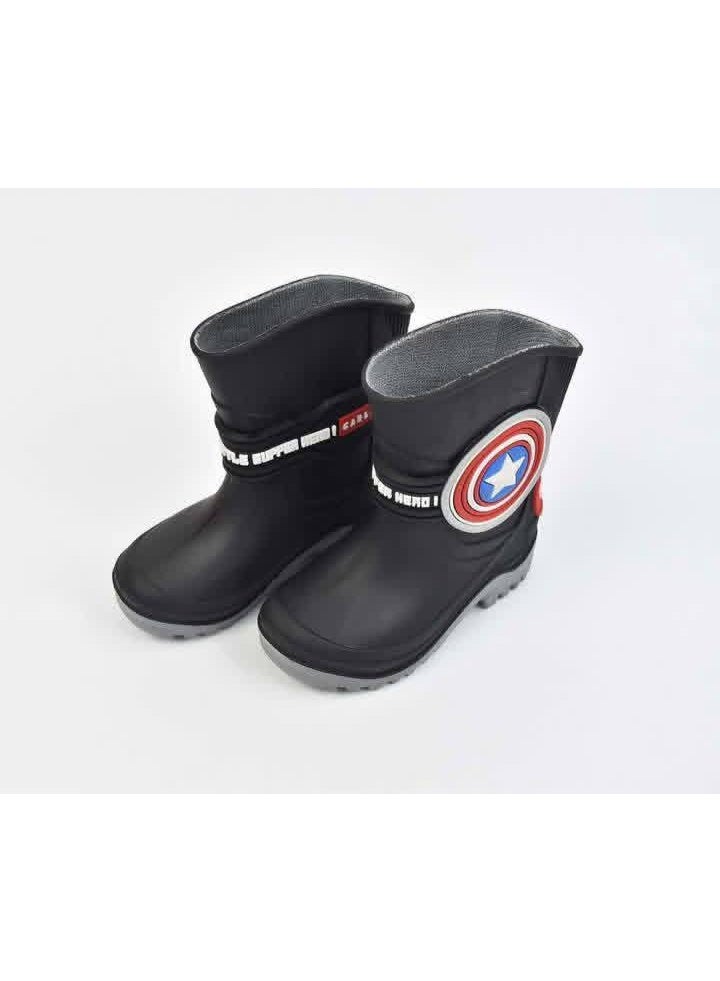 بوت مطر سيليكون للأطفال – لون أسود مقاوم للماء (مقاس 24–25) - Image 1