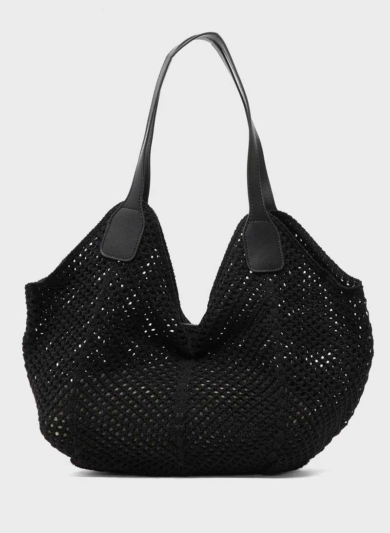 جينجر Raffia Woven Tote
