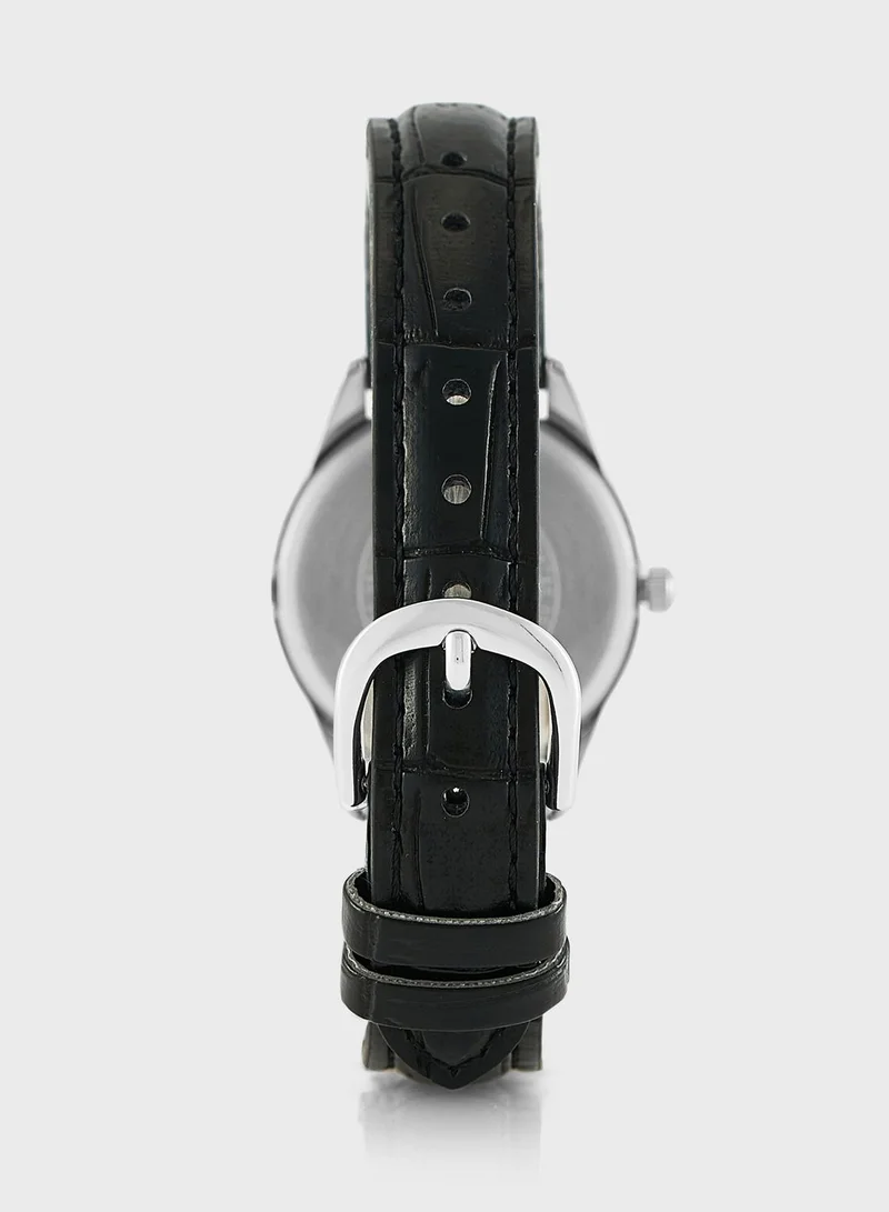 كاسيو ساعة يد بعقارب وسوار من البولي يوريثان