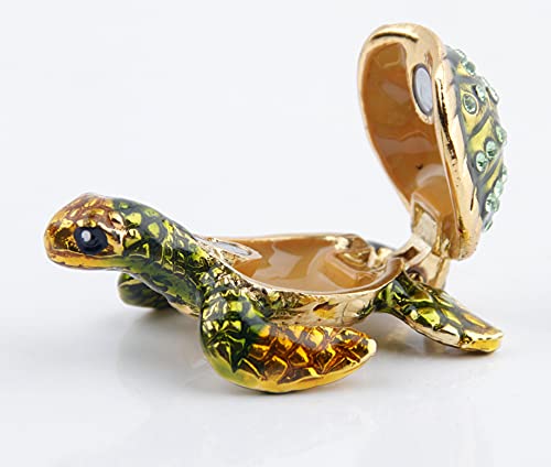 SEVENBEES Mini Sea Turtle Figurine Trinket Box Hinged Jewelry Boxes - Image 4
