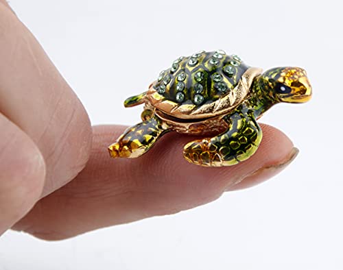SEVENBEES Mini Sea Turtle Figurine Trinket Box Hinged Jewelry Boxes - Image 3
