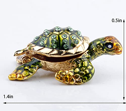 SEVENBEES Mini Sea Turtle Figurine Trinket Box Hinged Jewelry Boxes - Image 2