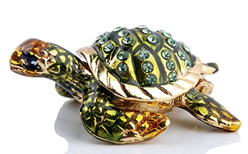 SEVENBEES Mini Sea Turtle Figurine Trinket Box Hinged Jewelry Boxes - Image 1