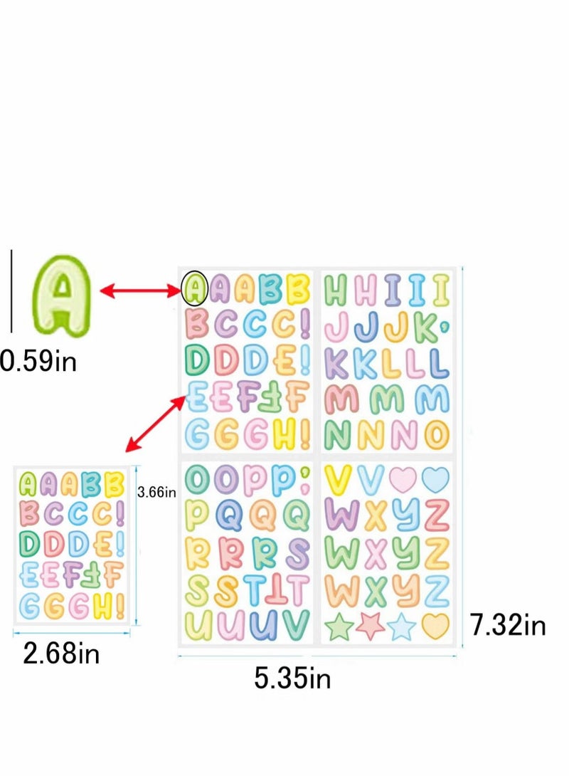 روكاوات 8 أوراق ملصقات أبجدية 960 ملصق حرف للحرف اليدوية، ملصقات حروف ملونة مقاومة للماء، ملصق فينيل ABC ذاتي اللصق، للملصقات، لافتات المتجر، حروف لاصقة DIY أرقام منزل صندوق البريد - Image 3