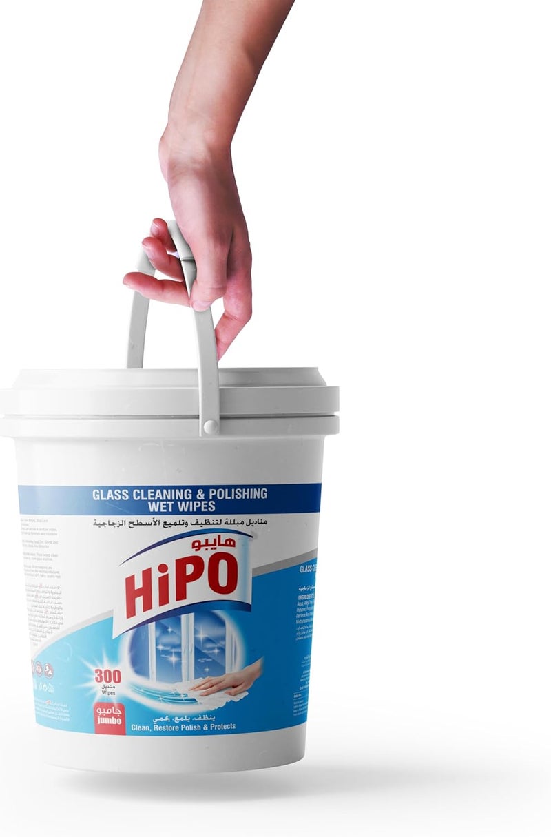 HIPO Glass Cleaning and Polishing 300-Wet Wipes, 15 cm x 20 cm Size, Blue - Image 4