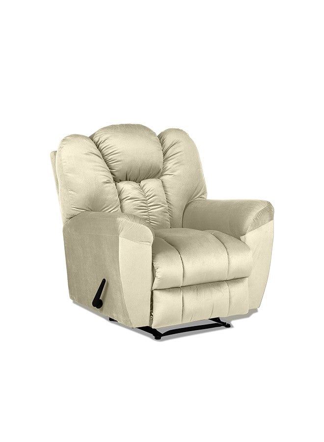 PENHALIGON'S Velvet Upholstered Rocking Recliner Chair With Bed Mode - Light Beige - 90x100x80cm - Image 3