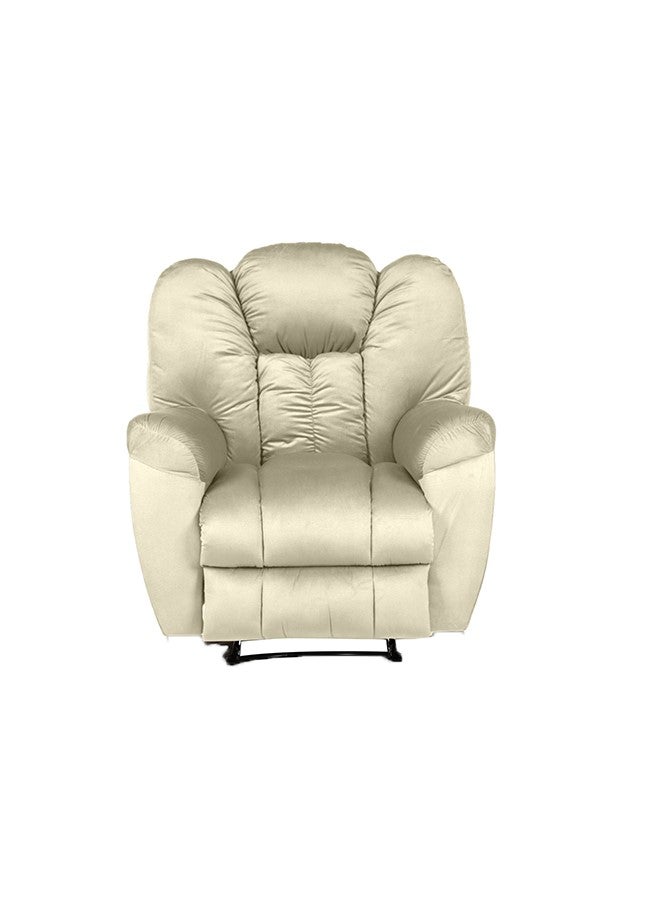 PENHALIGON'S Velvet Upholstered Rocking Recliner Chair With Bed Mode - Light Beige - 90x100x80cm - Image 4