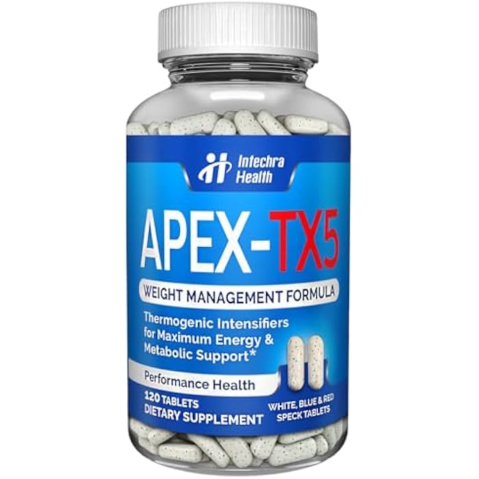 APEX-TX5 مكمل غذائي لإدارة الوزن 120 قرص أبيض أزرق أحمر مرقط مصنوع في الولايات المتحدة الأمريكية أعلى جودة احترافية - Image 1
