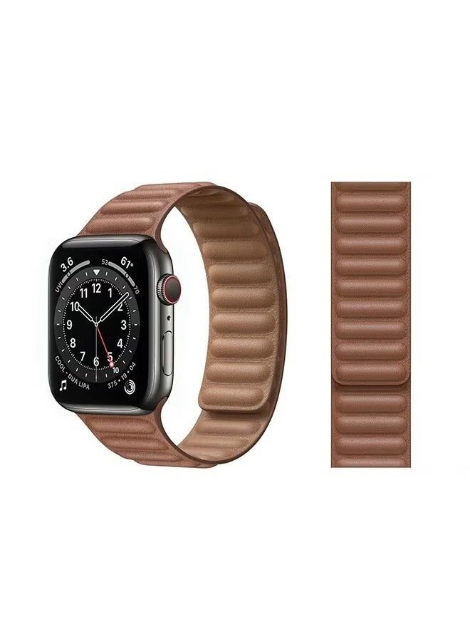vesus Link Leather Replacement Band For Apple Watch Series 6/SE/5/4/3/2/1 Saddle Brown