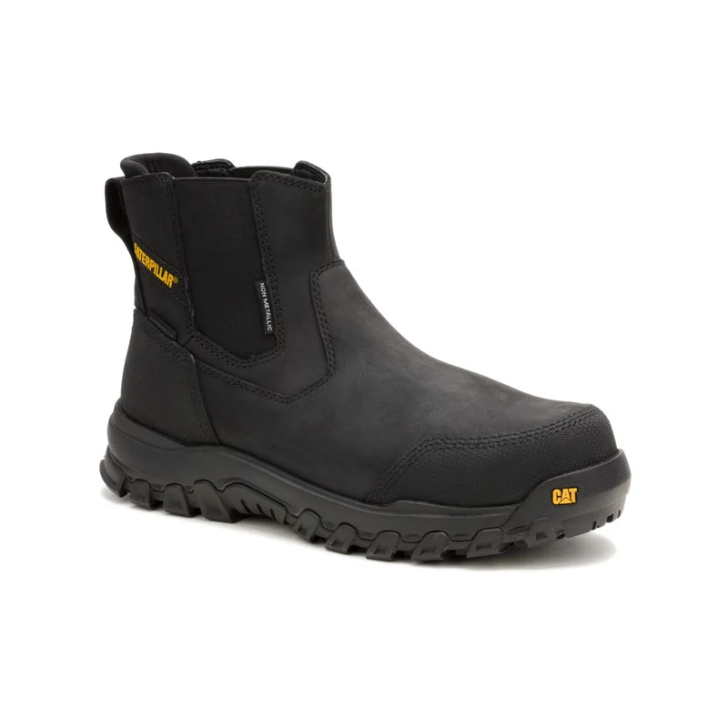 كاتربلر CAT Threshold Rebound Chelsea WP CT Men’s Waterproof Composite Toe Work Boot – S7L, SRX Slip‑Resistant, Lightweight Comfort – Black
