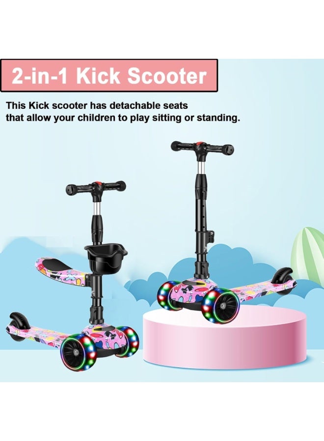 سانتين رايلي سكوتر ركل 3 في 1 للأطفال من عمر 3 إلى 8 سنوات، قابل لتعديل الارتفاع، قابل للطي، مقعد قابل للإزالة، 3 عجلات بإضاءة LED، أنشطة خارجية للأطفال الصغار من الأولاد والبنات - Image 5