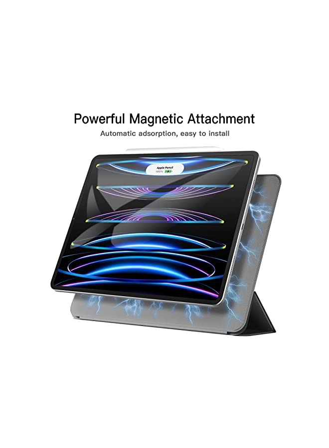 Jetech حافظة مغناطيسية لجهاز iPad Pro 12.9 بوصة 2022/2021/2020/2018 (الجيل 6/5/4/3) ، شحن قلم 2 ، تثبيت مغناطيسي ، غطاء استيقاظ/نوم تلقائي (أسود) - Image 3