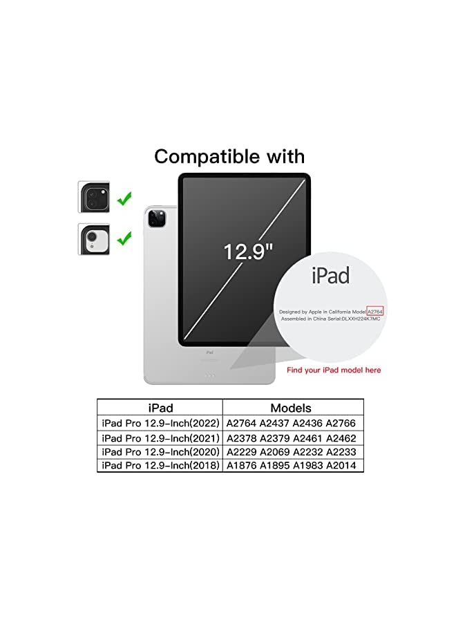 Jetech حافظة مغناطيسية لجهاز iPad Pro 12.9 بوصة 2022/2021/2020/2018 (الجيل 6/5/4/3) ، شحن قلم 2 ، تثبيت مغناطيسي ، غطاء استيقاظ/نوم تلقائي (أسود) - Image 2
