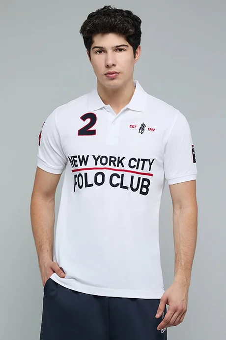 R&B Embroidered Polo T-Shirt with Short Sleeves