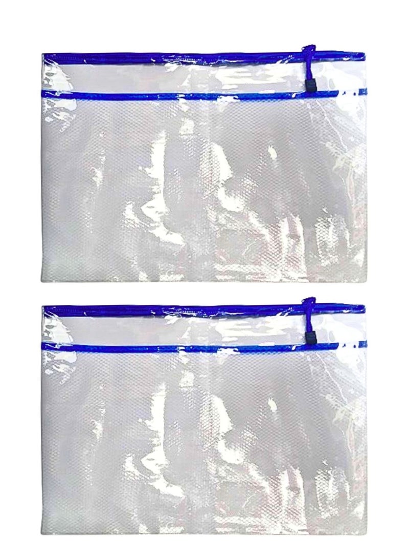 Generic A3 Zipper Pouch Zipper Bags, Waterproof Zipper Pouch, Mesh Zipper Pouch Bags, Plastic Document Pouch, Zipper File Bags for Office Supplies (Pack of 2)  - Image 2