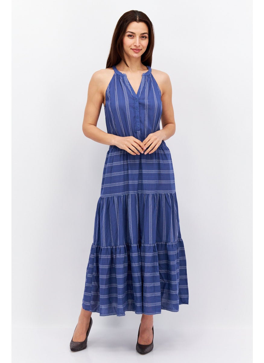 ESPRIT Women Textured Midi Dress, Blue  - Image 1