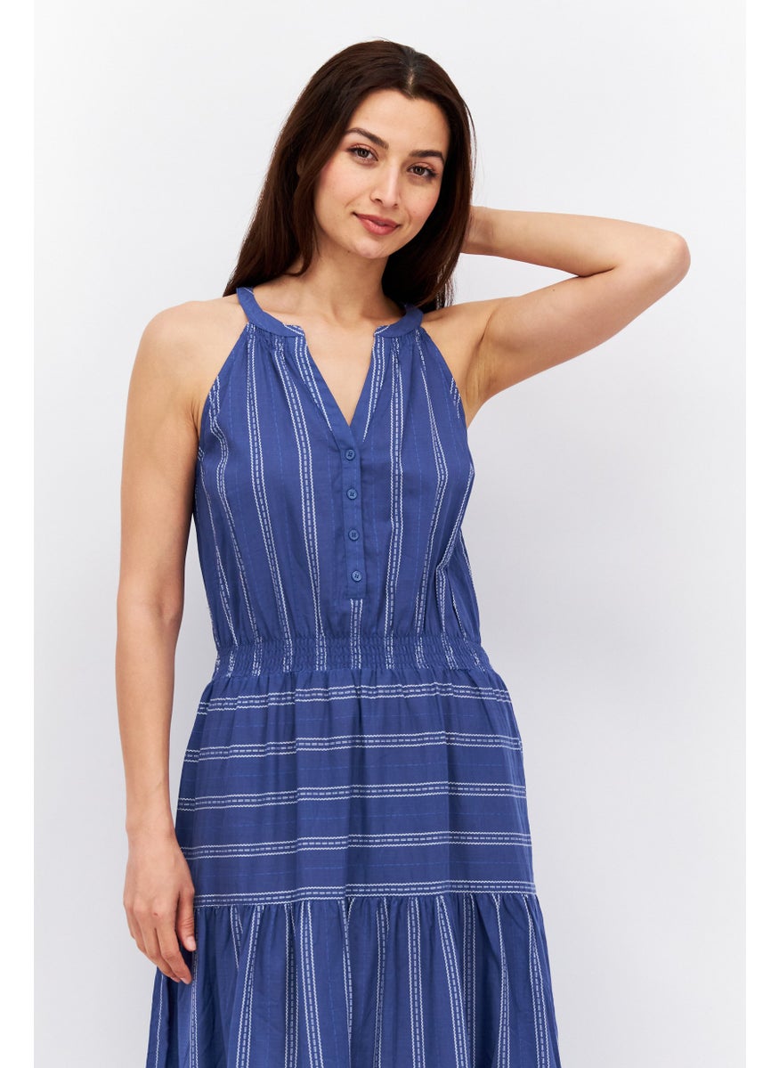 ESPRIT Women Textured Midi Dress, Blue  - Image 4