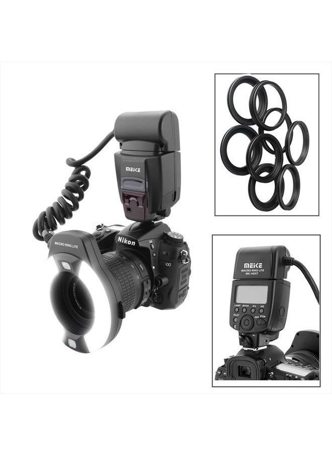 Meike - iTTL TTL LED Macro Ring Flash Light for Nikon d3400 d5600 d5300 d3300 d3200 d3100 d5500 d5200 d5100 d7100 d750 d850 d7200 d500 d810 d7500 d5600 d5500 d7000 d3300 DSLR Camera with Hot Shoe Mount - Image 1