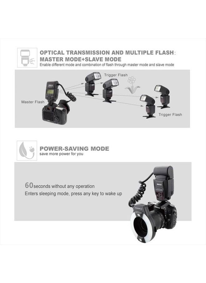 Meike - iTTL TTL LED Macro Ring Flash Light for Nikon d3400 d5600 d5300 d3300 d3200 d3100 d5500 d5200 d5100 d7100 d750 d850 d7200 d500 d810 d7500 d5600 d5500 d7000 d3300 DSLR Camera with Hot Shoe Mount - Image 1
