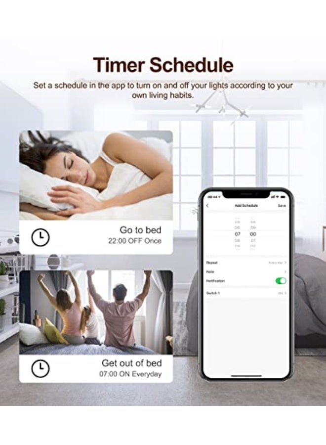 Beauenty UanTii Tuya Wifi Smart Light Switch Module DIY Breaker 100-240V Supports 2 Way Control App Remote Control Works with Alexa and Google Home 2gang - Image 5