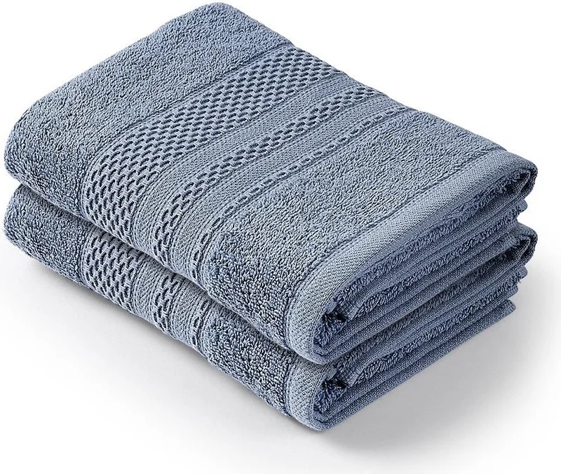 Bluenity Softy - Set of 2 Cotton Hand/Face Towels 50 x 90 cm Blue