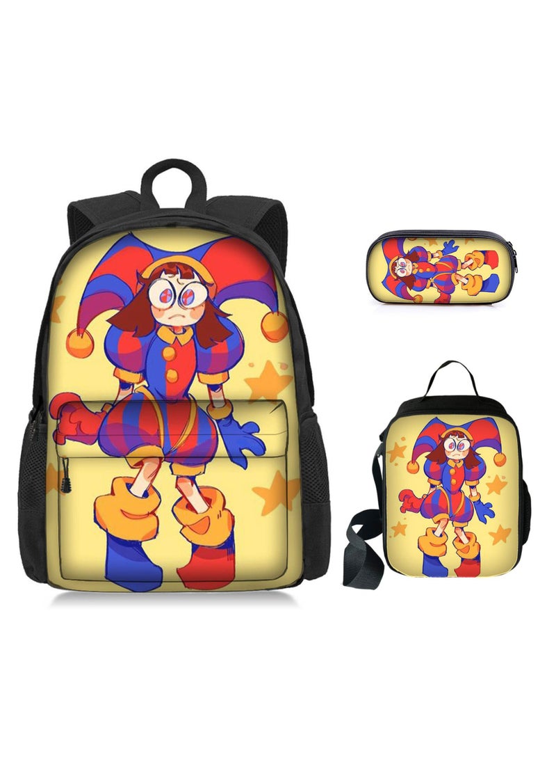 general 3 Pcs Anime The Amazing Digital Circus Backpack Set School Bag - Image 1