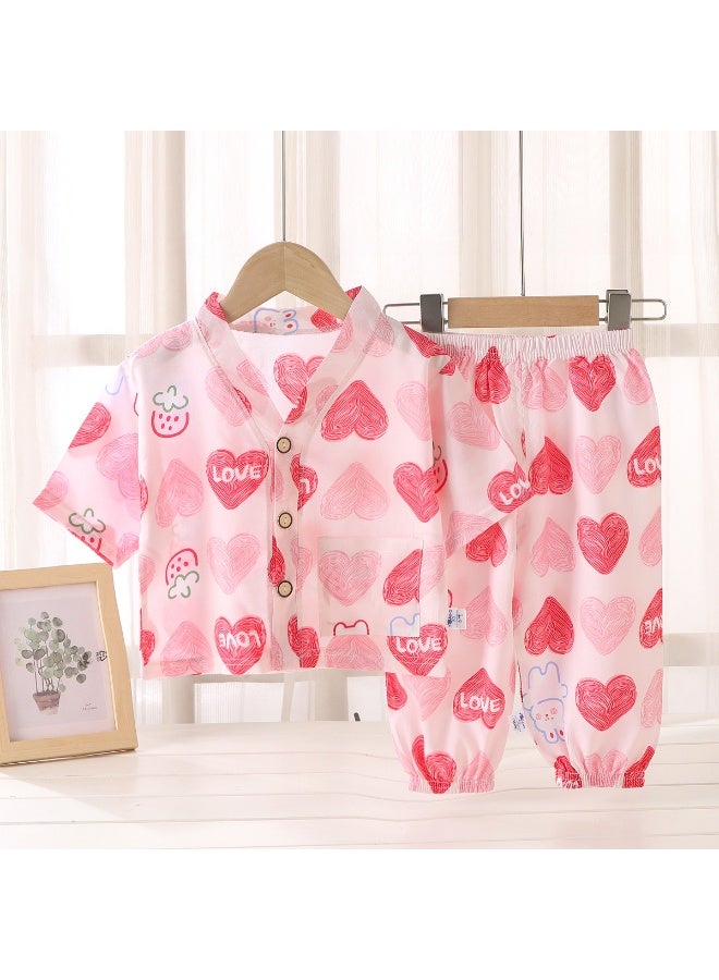 2-Piece Sets Summer Kids Sleepwear  Printed Short Sleeve Pants Cute Comfortable Loungewear Suits Night Clothes - Image 1