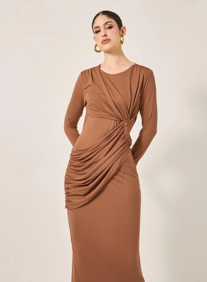 Styli Gathered Jersey Dress