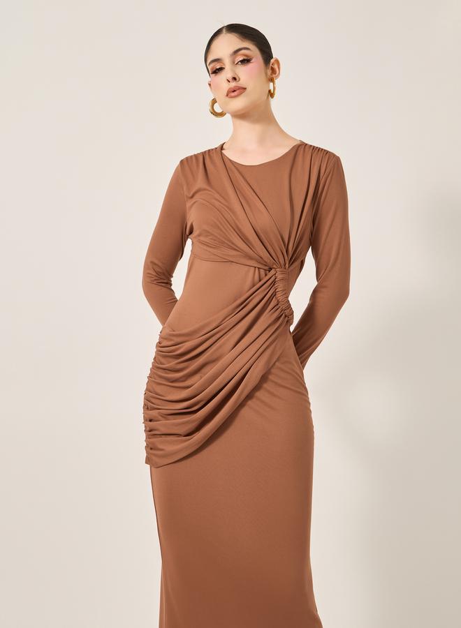 Styli Gathered Jersey Dress - Image 3