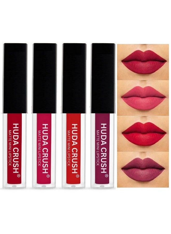 HUDACRUSH - Beauty Mini Lipsticks Combo Pack Of 4 Liquid Matte Lipstick Set Red Edition - Image 1
