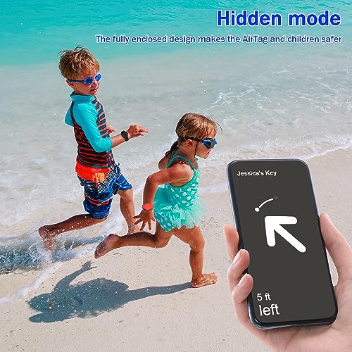 R-fun Waterproof for Air Tag Bracelets [2 Pack] Compatible with Apple Air Tag Finders with Soft Silicone,Anti Lost GPS Item Finders Case Cover,Black/Red - Image 4