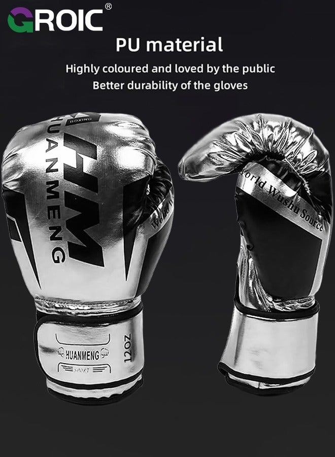 GROIC 12 OZ Boxing Gloves PU Leather, Muay Thai Kickboxing MMA Sparring Training, Advanced TAKKA Closure, Padding, Punch Bags Speed Ball Focus Pads Workout Gloves  - Image 5
