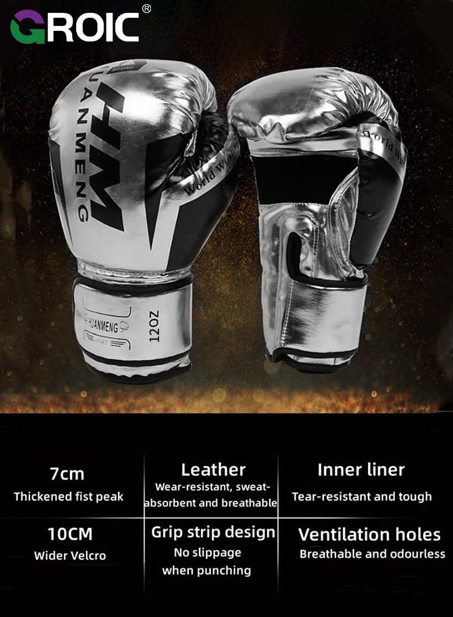 GROIC 12 OZ Boxing Gloves PU Leather, Muay Thai Kickboxing MMA Sparring Training, Advanced TAKKA Closure, Padding, Punch Bags Speed Ball Focus Pads Workout Gloves  - Image 3