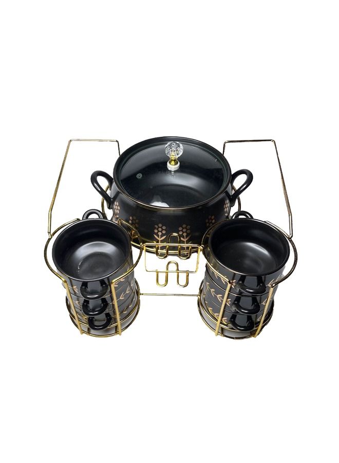 XIANGYU Tableware Ceramic Soup Bowl Pots Luxury Soup Tureen Set With Steel Stand - Image 2